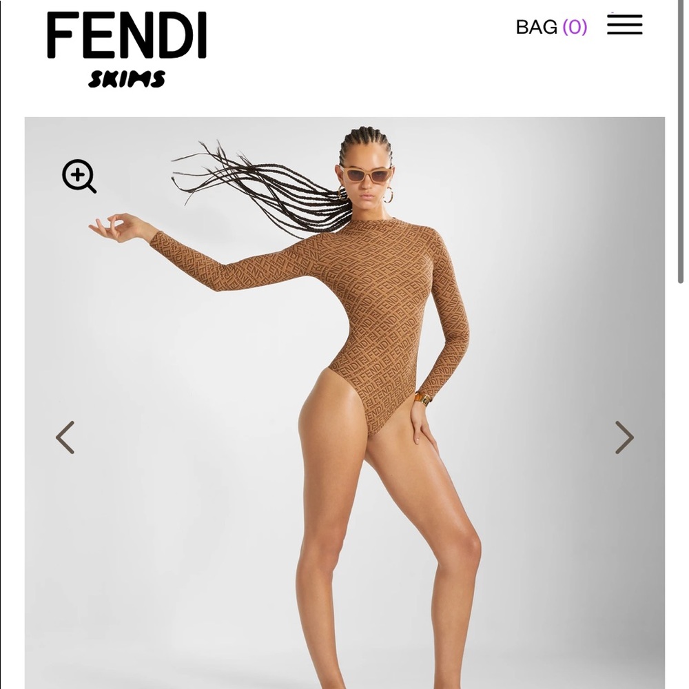 NEW Fendi x SKIMS Mock Neck Long Sleeve Bodysuit California - M